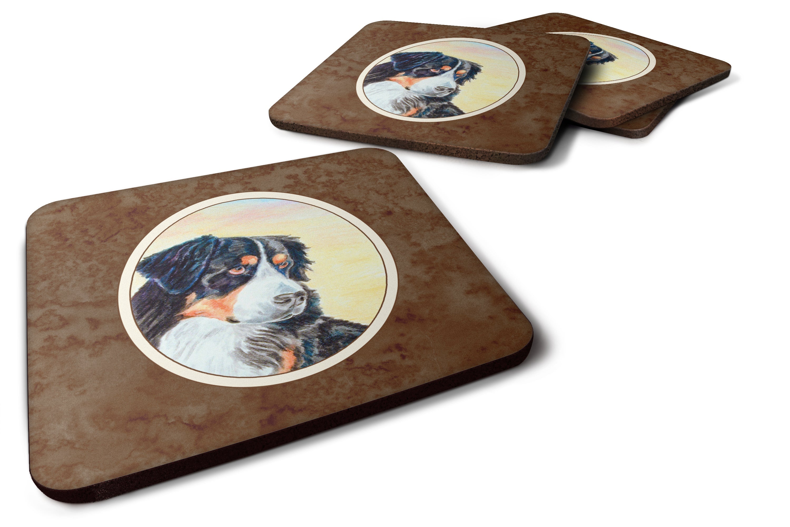 Bernese Mountain Dog Foam Coasters Set of 4 Cup Coasters for Indoor Outdoor, Tabletop Protection, Anti Slip, Mouse pad Material