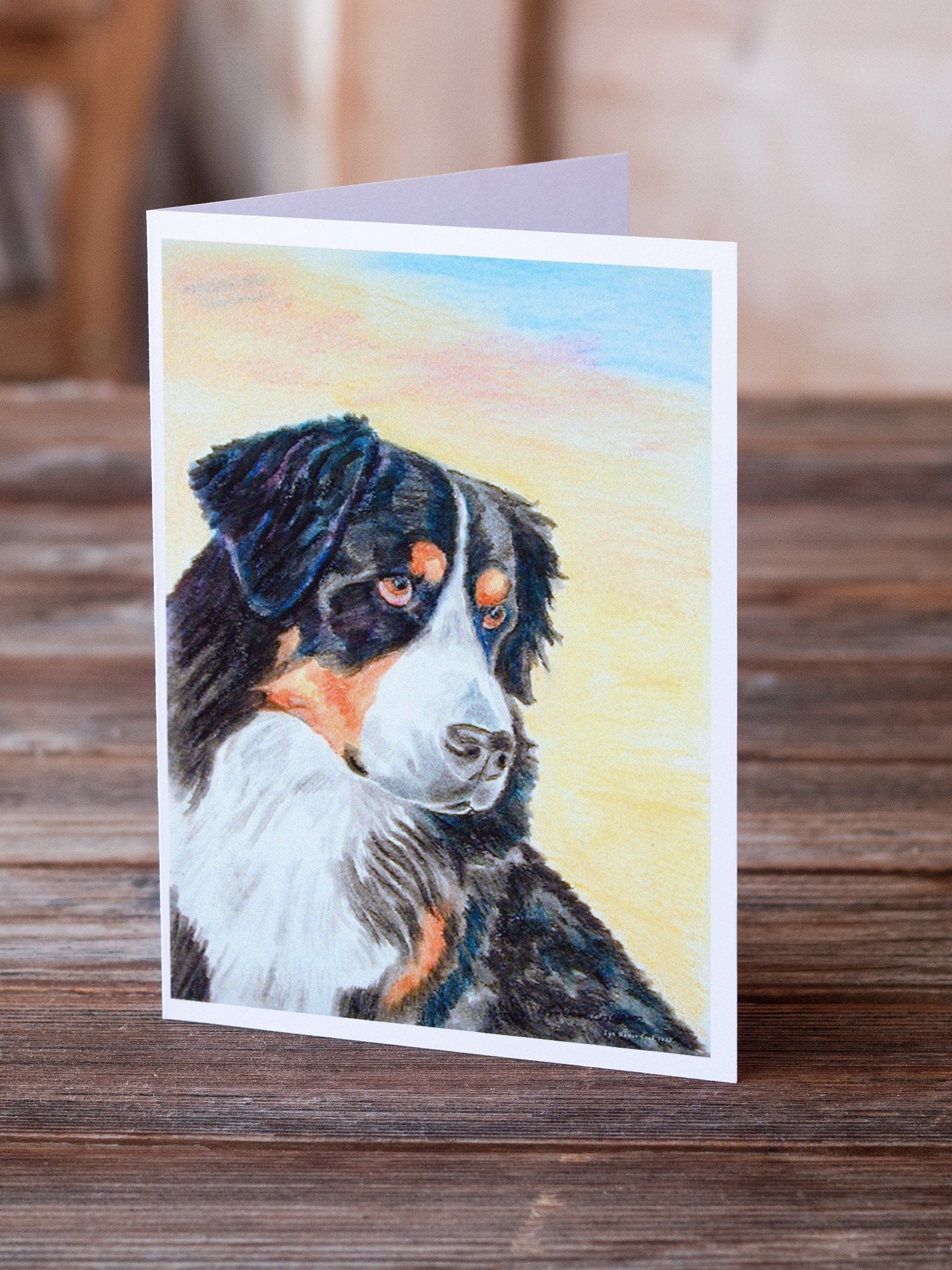 Bernese Mountain Dog Greeting Cards Pack of 8 Blank Cards with Envelopes Whimsical A7 Size 5x7