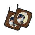 Bernese Mountain Dog Pot Holder Set of 2 Heat Resistant Quilted Hot Pads 7.5 x 7.5 Inch, Insulated Kitchen Trivets for Cooking & Baking