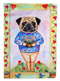 Pug Valentine's Hearts House Flag 28x40 Porch Sleeve Pole Decorative Outside Yard Banner Artwork Wall Hanging, Polyester