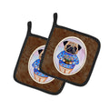 Pug Valentine's Hearts Pot Holder Set of 2 Heat Resistant Quilted Hot Pads 7.5 x 7.5 Inch, Insulated Kitchen Trivets for Cooking & Baking