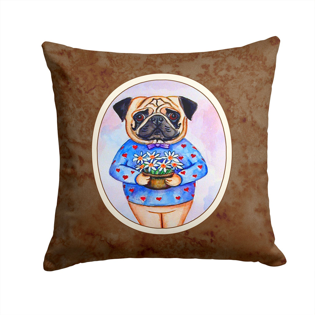 Pug Valentine's Hearts Decorative Throw Pillow 14x14 Indoor Outdoor Accent Cushion, Fabric Cover with Insert for Sofa, Bed, Porch & Living Room