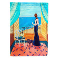 Lady with her Pug House Flag 28x40 Porch Sleeve Pole Decorative Outside Yard Banner Artwork Wall Hanging, Polyester