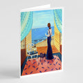 Lady with her Pug Greeting Cards Pack of 8 Blank Cards with Envelopes Whimsical A7 Size 5x7
