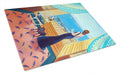 Lady with her Pug Cutting Board Tempered Glass Kitchen Cutting Surface, Heat Resistant Chopping, Non-Slip Feet, Food Prep & Serving