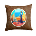 Lady with her Pug Decorative Throw Pillow 14x14 Indoor Outdoor Accent Cushion, Fabric Cover with Insert for Sofa, Bed, Porch & Living Room