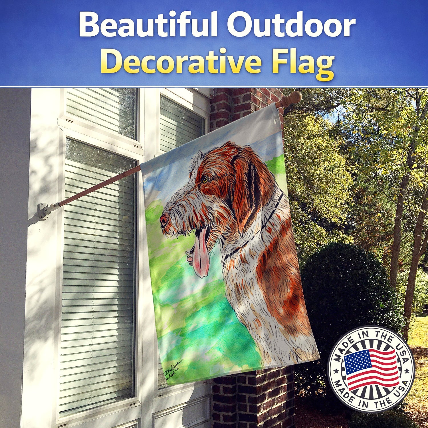 Italiano Spinone House Flag 28x40 Porch Sleeve Pole Decorative Outside Yard Banner Artwork Wall Hanging, Polyester