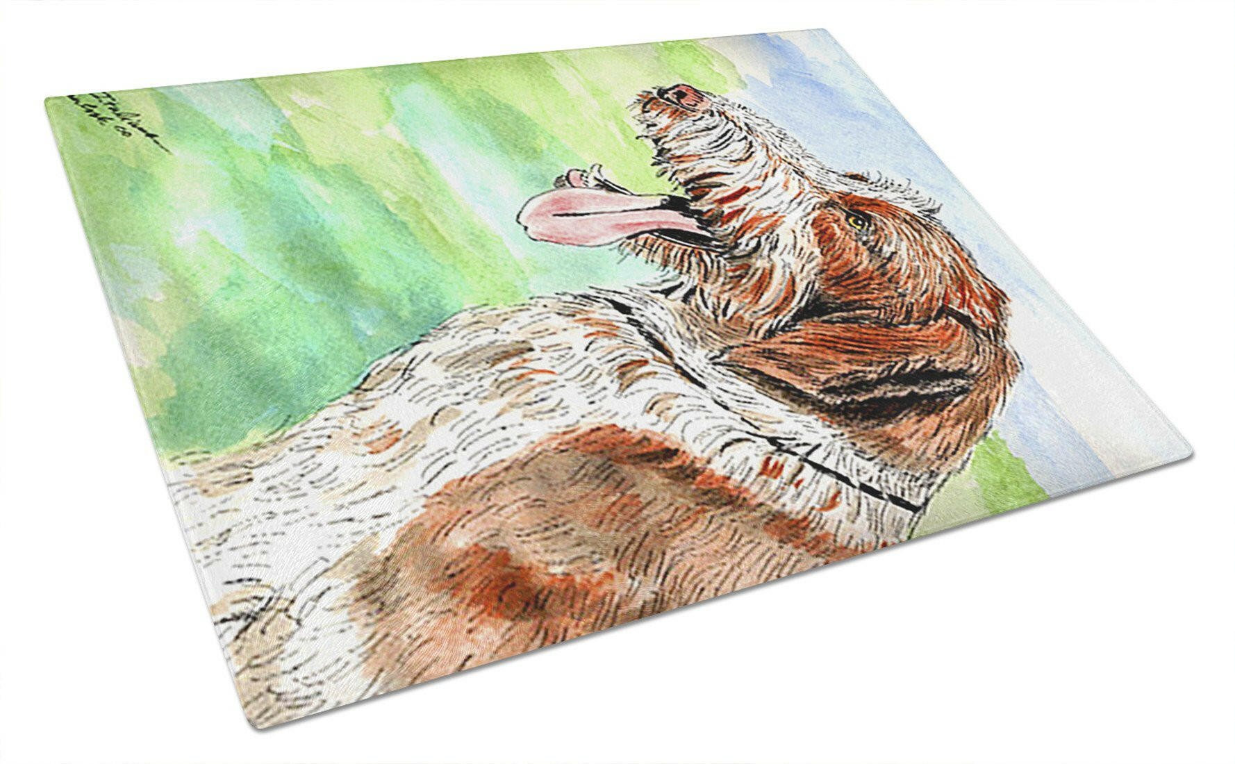 Italiano Spinone Cutting Board Tempered Glass Kitchen Cutting Surface, Heat Resistant Chopping, Non-Slip Feet, Food Prep & Serving