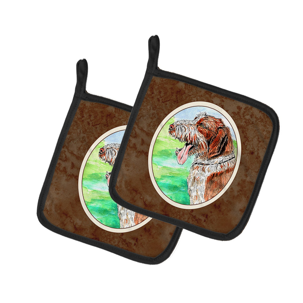 Italiano Spinone Pot Holder Set of 2 Heat Resistant Quilted Hot Pads 7.5 x 7.5 Inch, Insulated Kitchen Trivets for Cooking & Baking