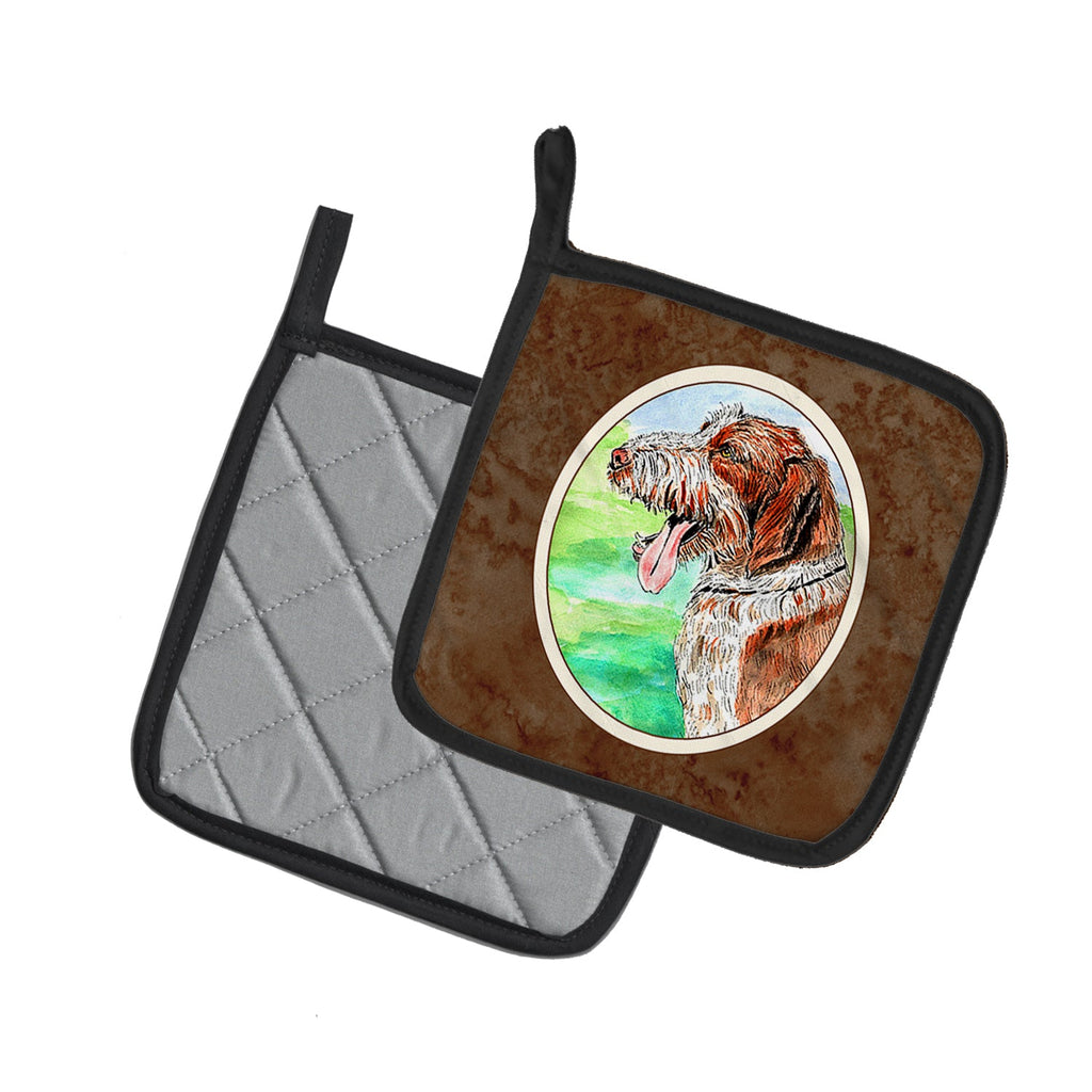 Italiano Spinone Pot Holder Set of 2 Heat Resistant Quilted Hot Pads 7.5 x 7.5 Inch, Insulated Kitchen Trivets for Cooking & Baking