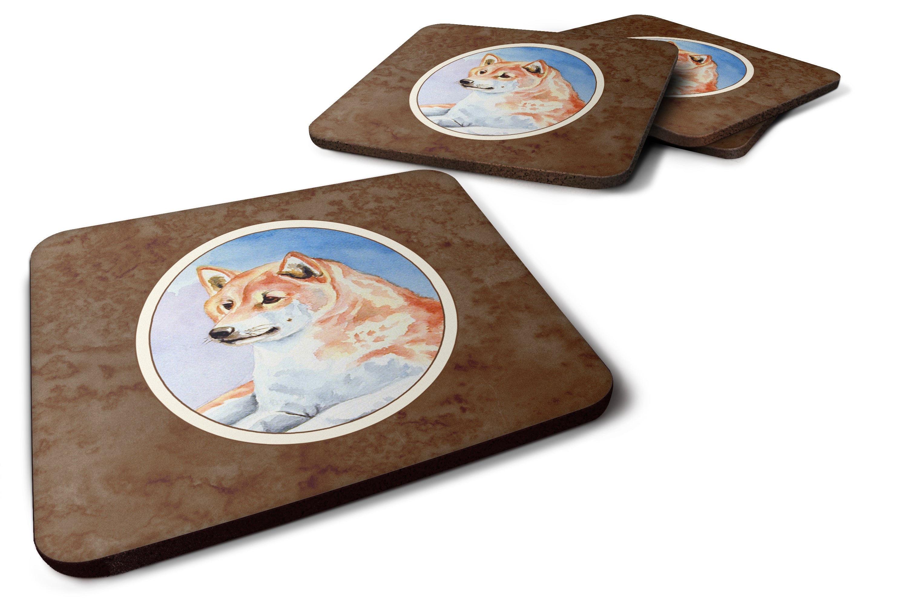 Shiba Inu Foam Coasters Set of 4 Cup Coasters for Indoor Outdoor, Tabletop Protection, Anti Slip, Mouse pad Material