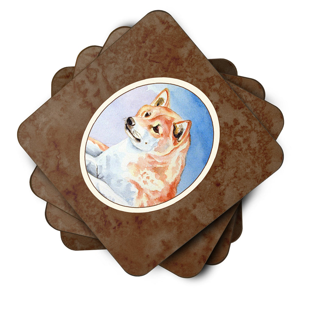 Shiba Inu Foam Coasters Set of 4 Cup Coasters for Indoor Outdoor, Tabletop Protection, Anti Slip, Mouse pad Material