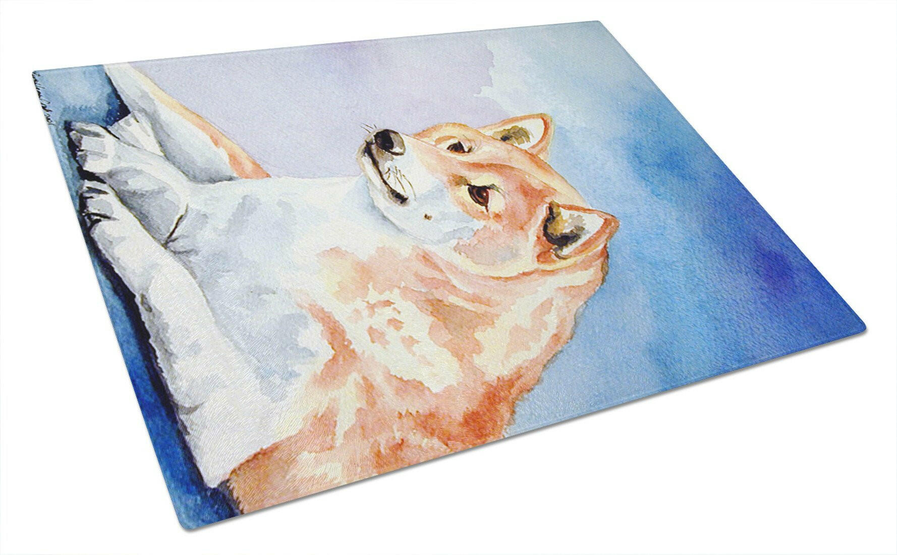 Shiba Inu Cutting Board Tempered Glass Kitchen Cutting Surface, Heat Resistant Chopping, Non-Slip Feet, Food Prep & Serving