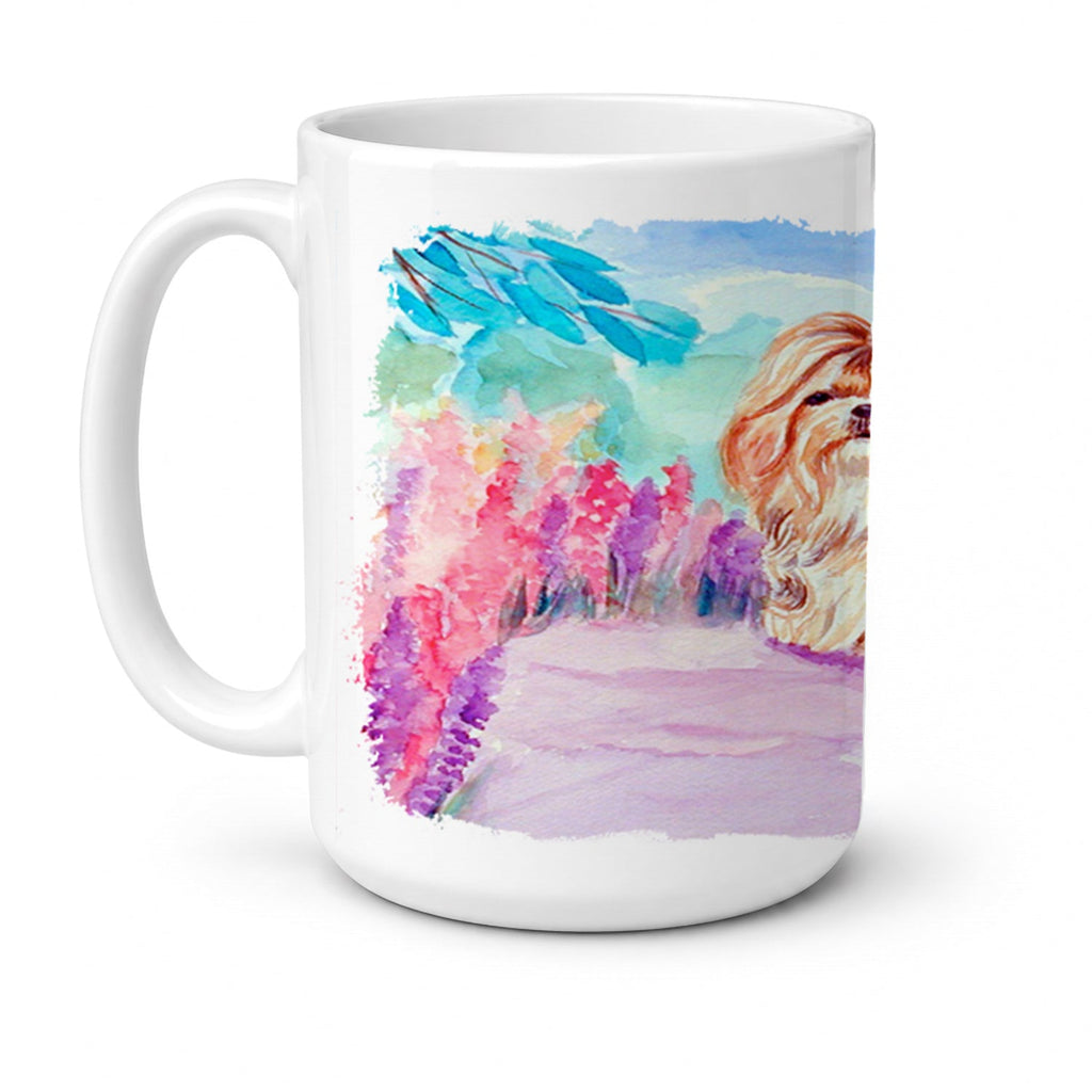 Shih Tzu Ceramic Coffee Mug 15 oz Decorative Large C Handle Mug Cup for Tea, Cocoa Hot Chocolate