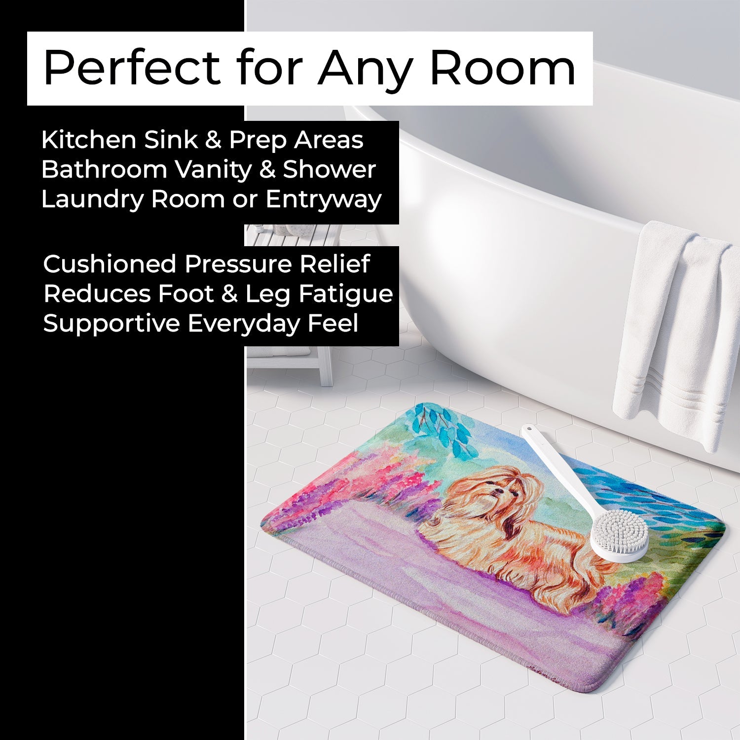 Shih Tzu Memory Foam Kitchen Mat Machine Washable Anti-Fatigue Cushion Comfort Bath or Kitchen Rug