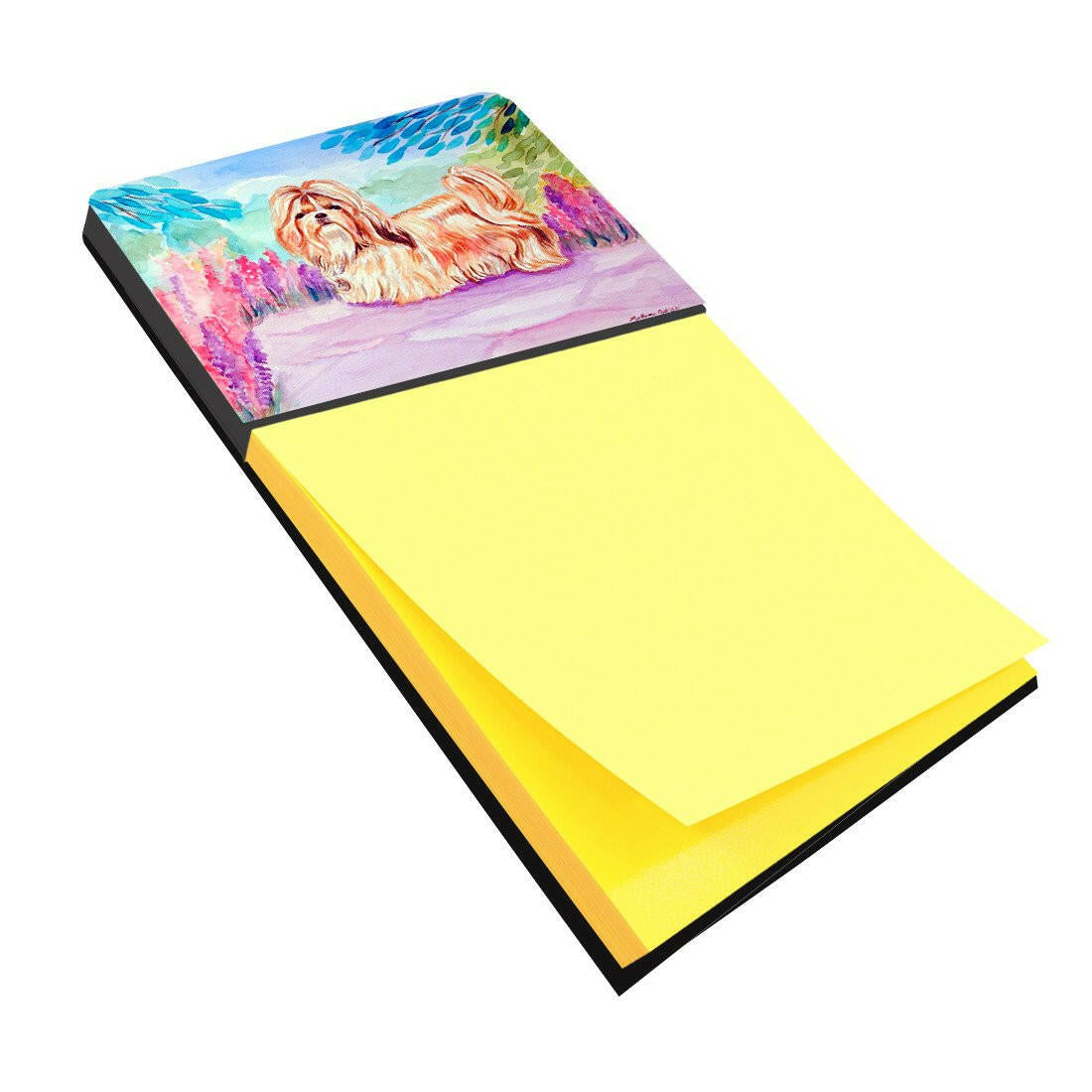 Shih Tzu Watercolor Sticky Note Holder Refillable Dispenser Desk Accessory 3x3 Pad Gift