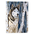 Siberian Husky House Flag 28x40 Porch Sleeve Pole Decorative Outside Yard Banner Artwork Wall Hanging, Polyester