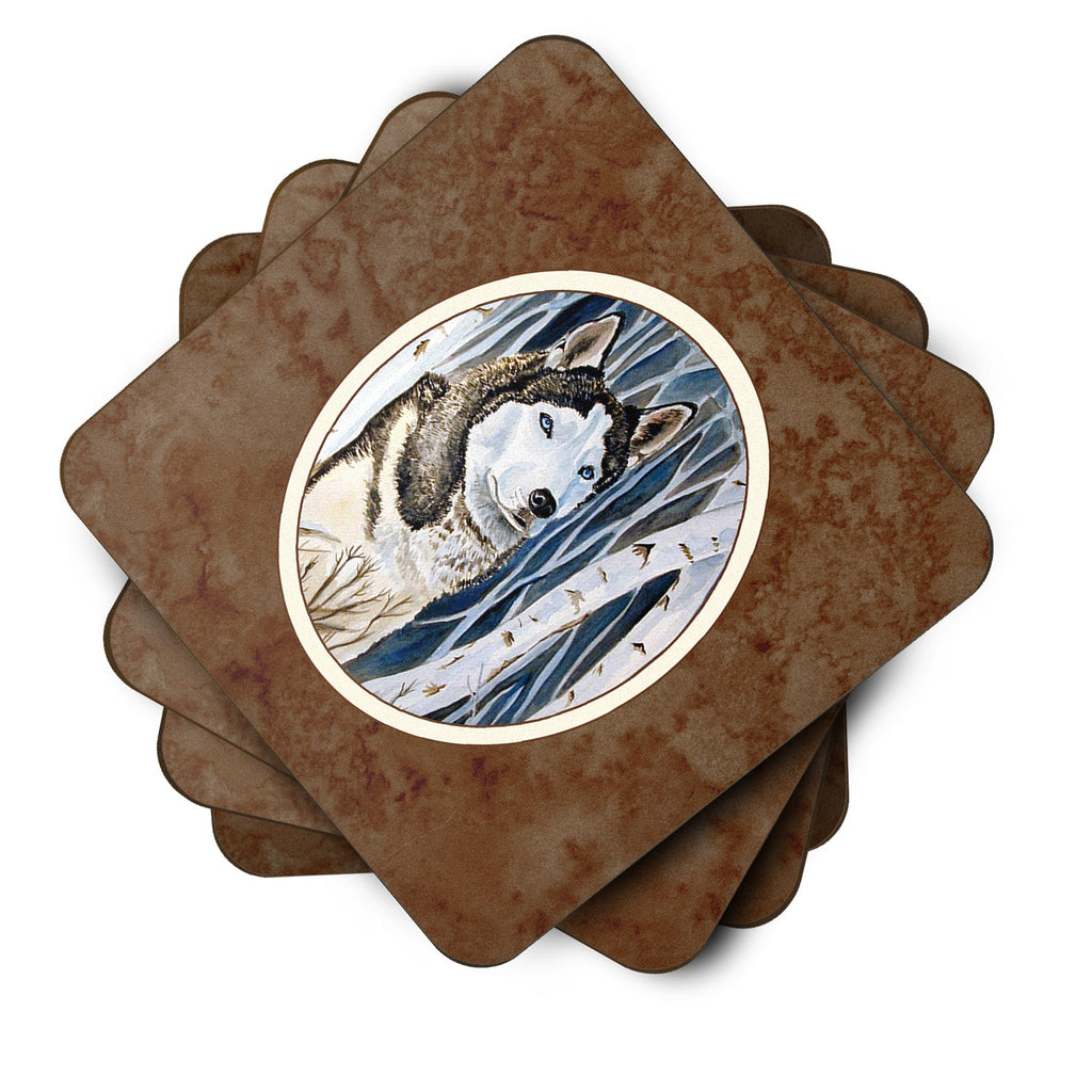 Siberian Husky Foam Coasters Set of 4 Cup Coasters for Indoor Outdoor, Tabletop Protection, Anti Slip, Mouse pad Material