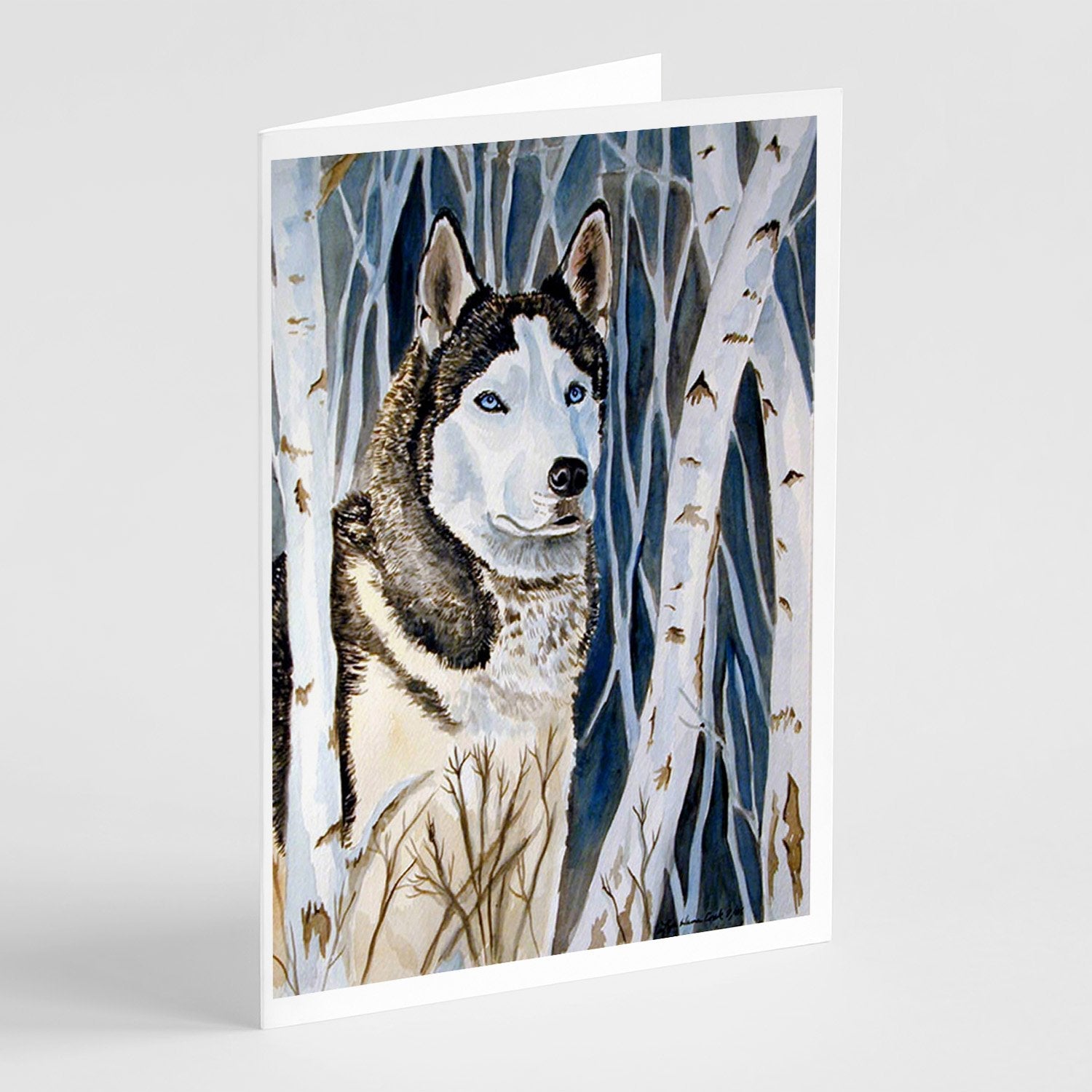 Siberian Husky Greeting Cards Pack of 8 Blank Cards with Envelopes Whimsical A7 Size 5x7