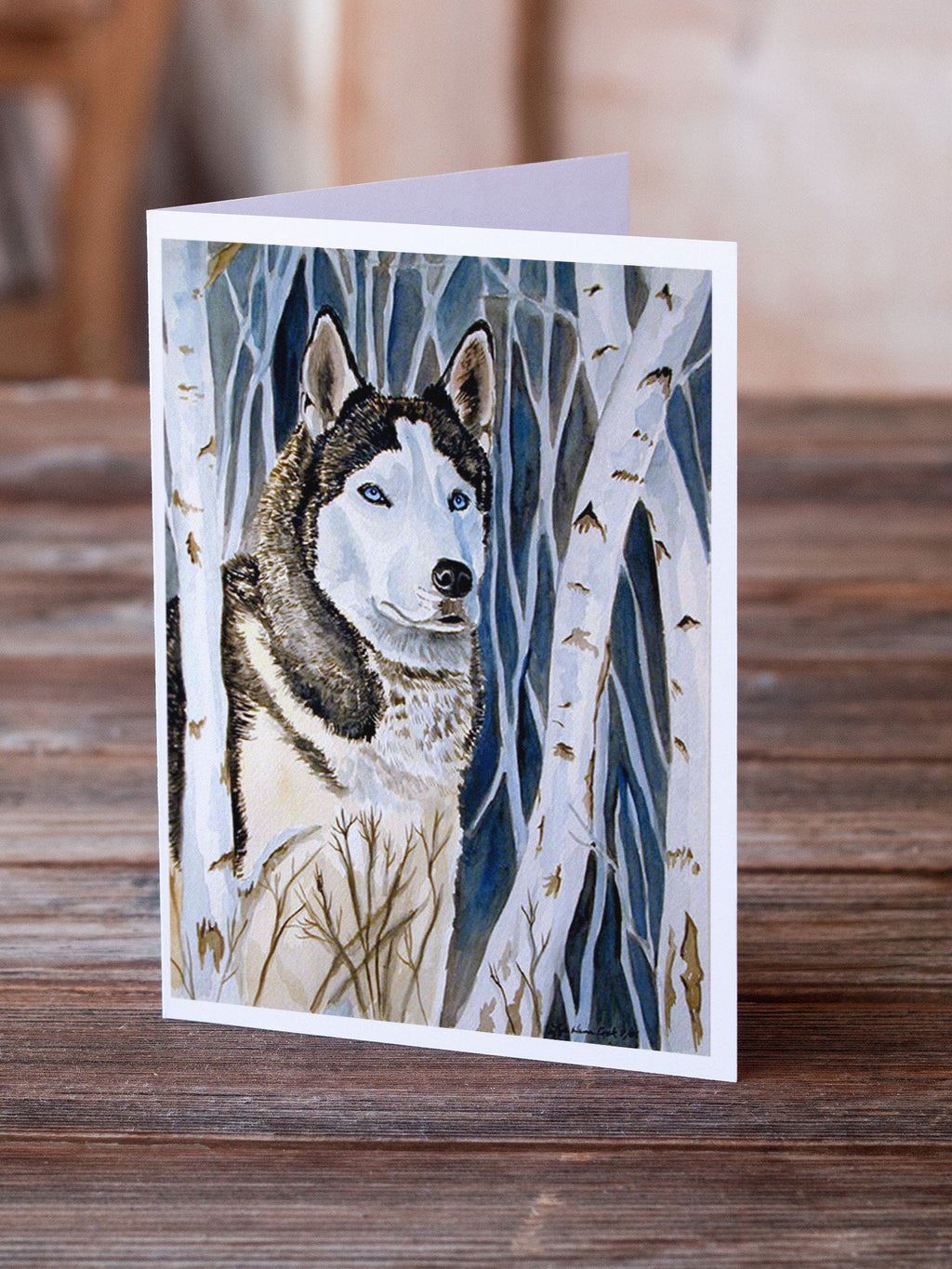 Siberian Husky Greeting Cards Pack of 8 Blank Cards with Envelopes Whimsical A7 Size 5x7