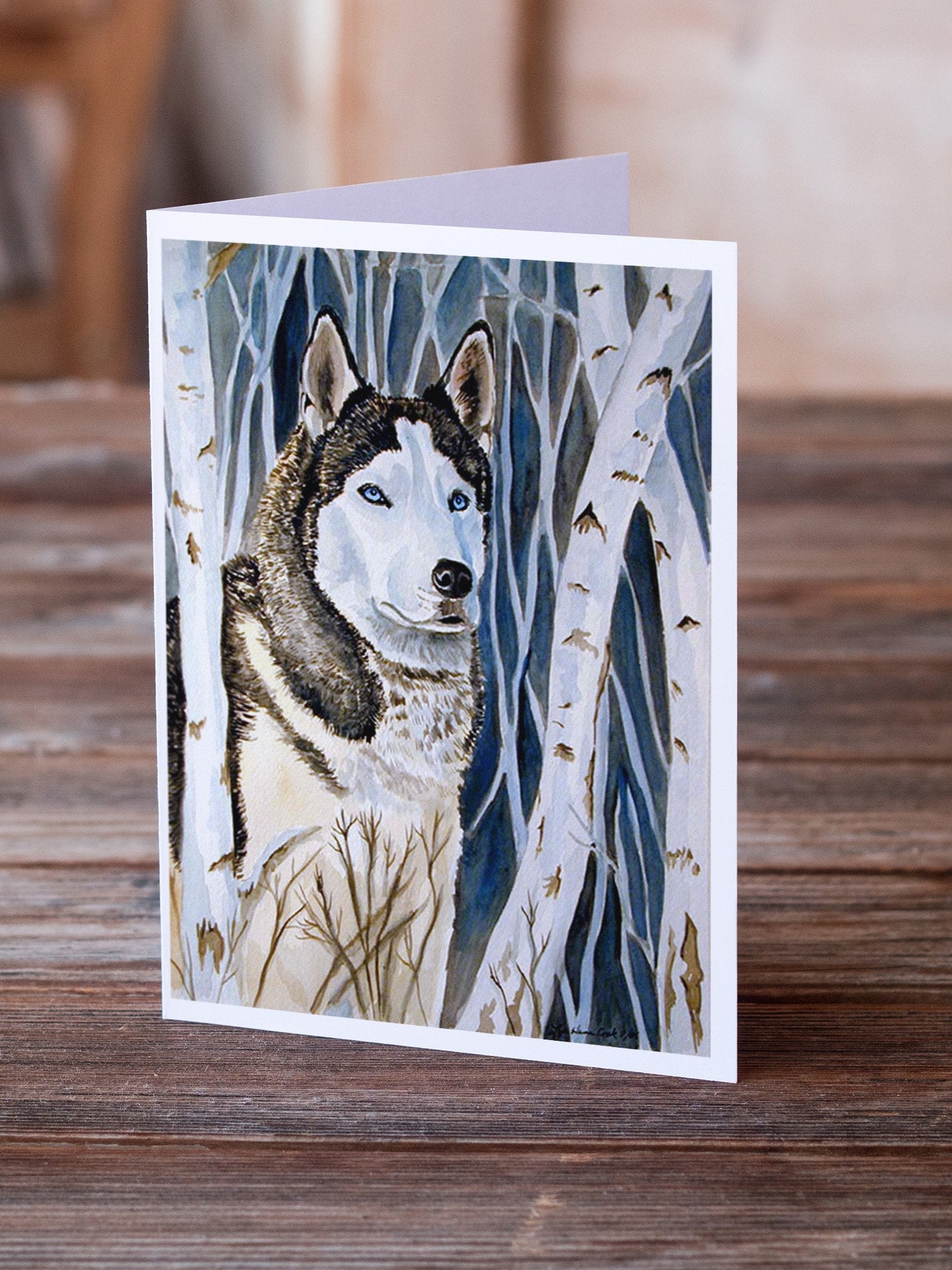Siberian Husky Greeting Cards Pack of 8 Blank Cards with Envelopes Whimsical A7 Size 5x7