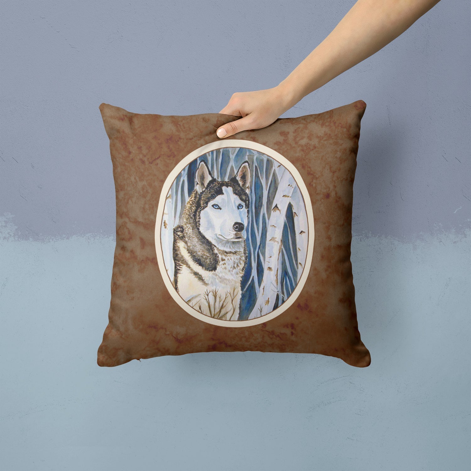 Siberian Husky Decorative Throw Pillow 14x14 Indoor Outdoor Accent Cushion, Fabric Cover with Insert for Sofa, Bed, Porch & Living Room