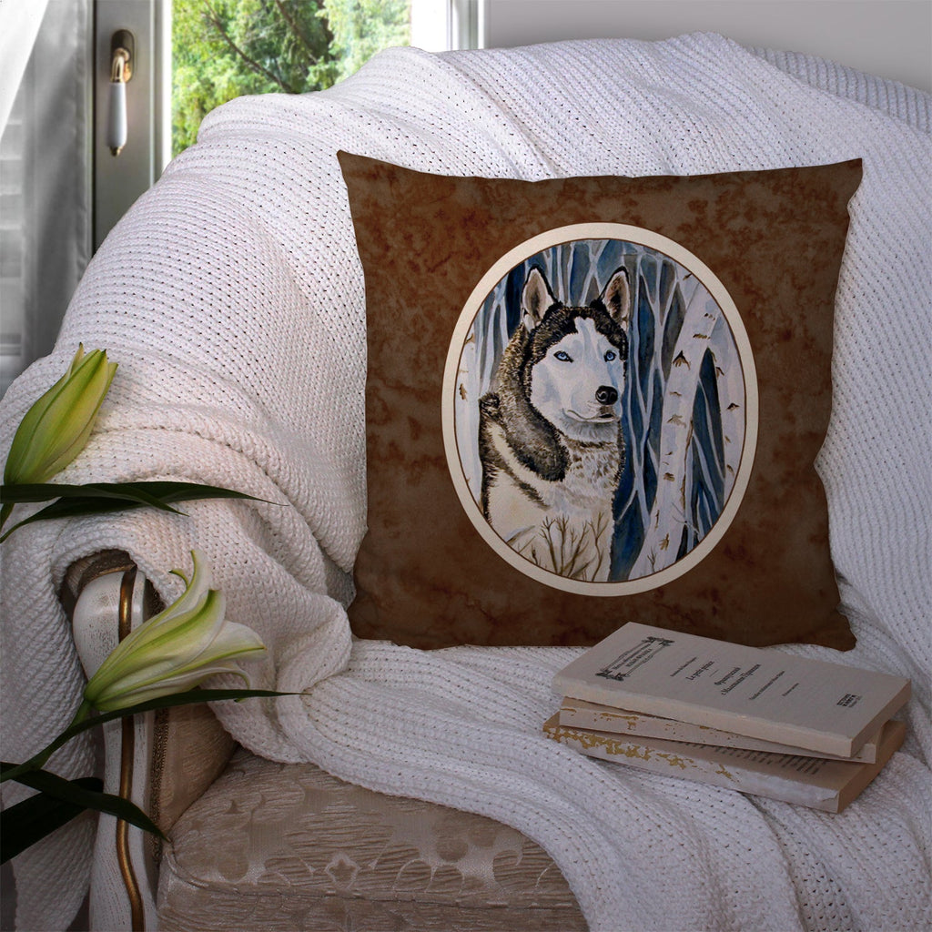 Siberian Husky Decorative Throw Pillow 14x14 Indoor Outdoor Accent Cushion, Fabric Cover with Insert for Sofa, Bed, Porch & Living Room