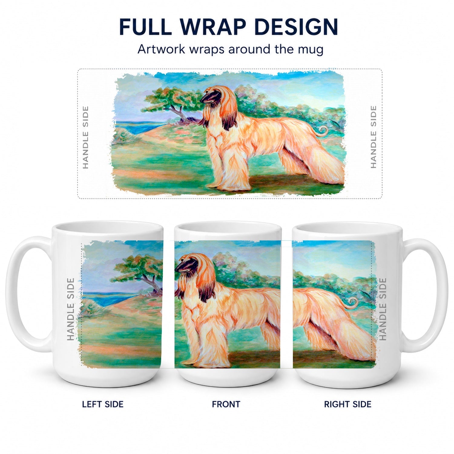 Afghan Hound Ceramic Coffee Mug 15 oz Decorative Large C Handle Mug Cup for Tea, Cocoa Hot Chocolate