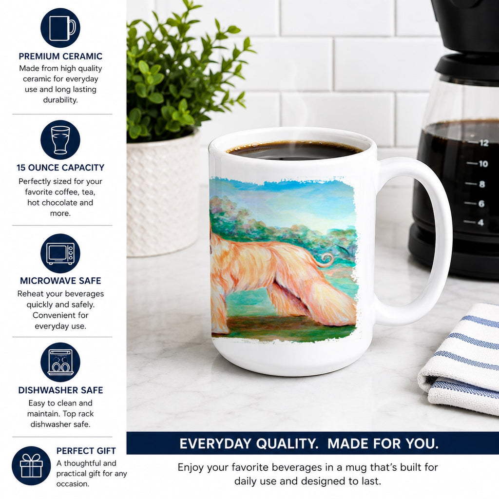 Afghan Hound Ceramic Coffee Mug 15 oz Decorative Large C Handle Mug Cup for Tea, Cocoa Hot Chocolate