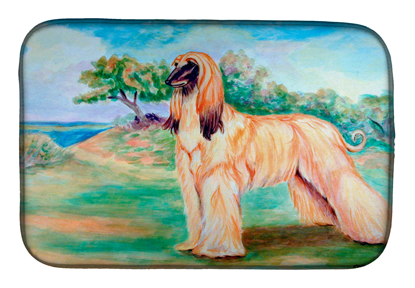 Afghan Hound Dish Drying Mat Absorbent Dish Drying Mat Pad for Kitchen Counter Dish Drainer Mat for Countertop, 14 x 21", Multicolor