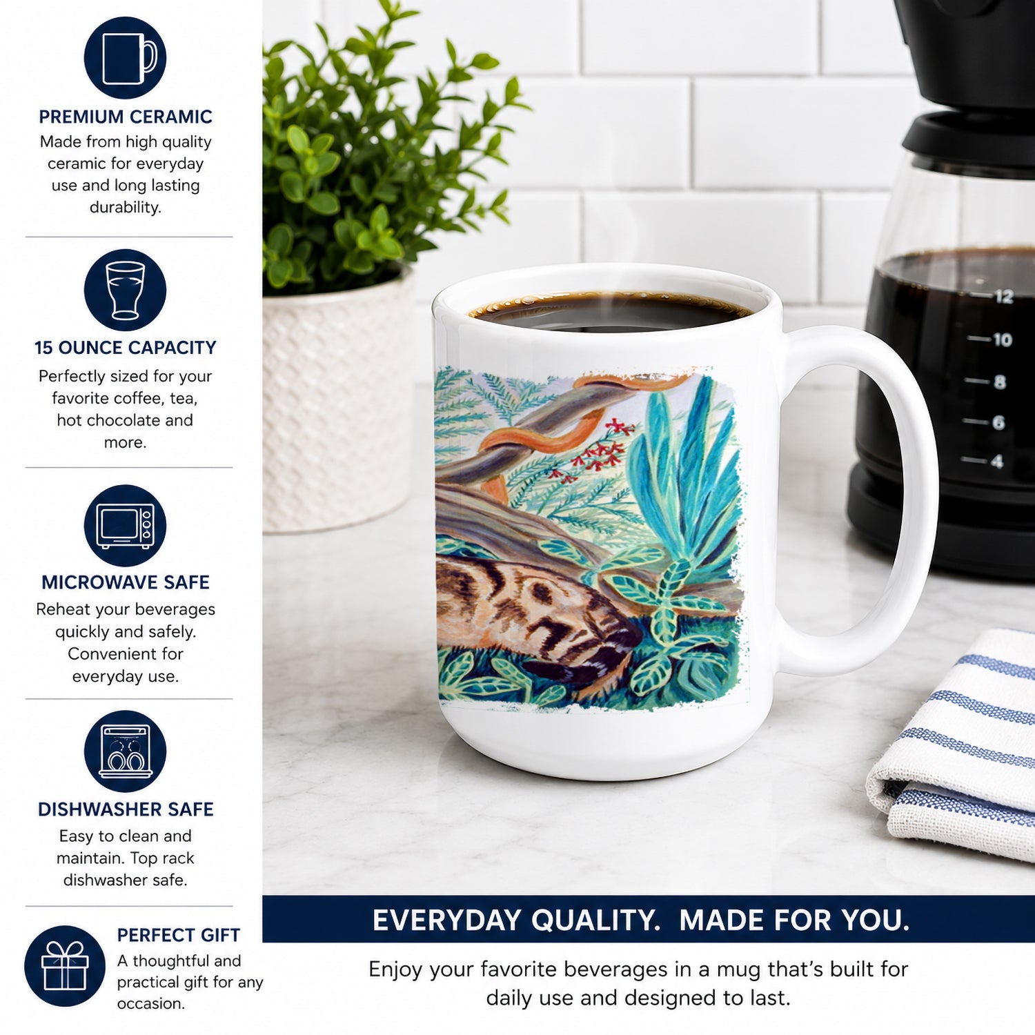 Cat - Maine Coon Ceramic Coffee Mug 15 oz Decorative Large C Handle Mug Cup for Tea, Cocoa Hot Chocolate