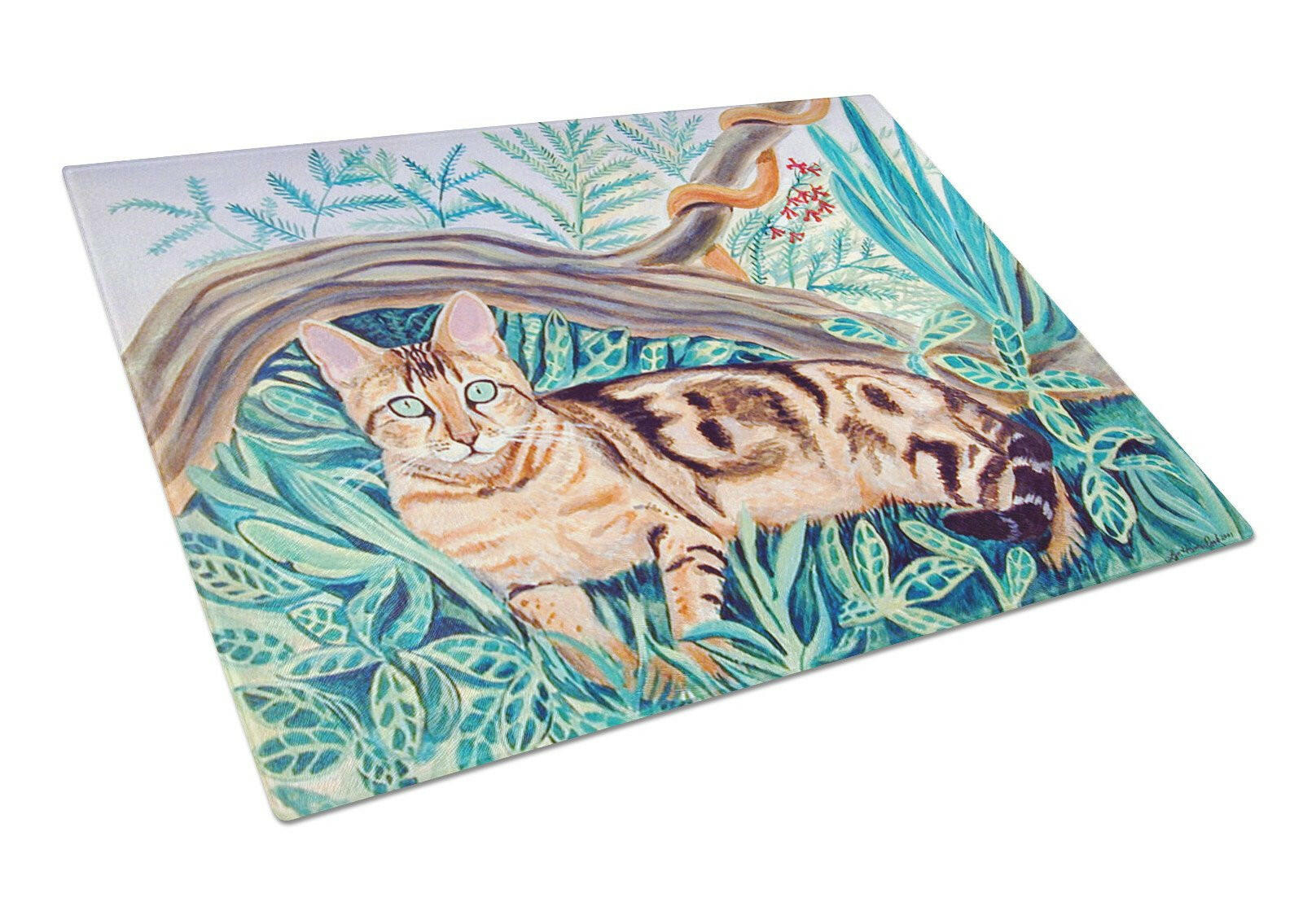 Cat - Maine Coon Cutting Board Tempered Glass Kitchen Cutting Surface, Heat Resistant Chopping, Non-Slip Feet, Food Prep & Serving