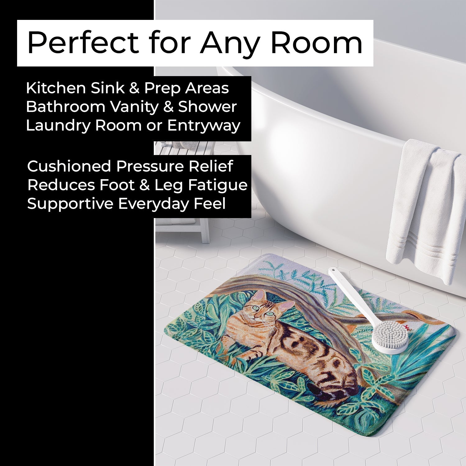 Cat - Maine Coon Memory Foam Kitchen Mat Machine Washable Anti-Fatigue Cushion Comfort Bath or Kitchen Rug