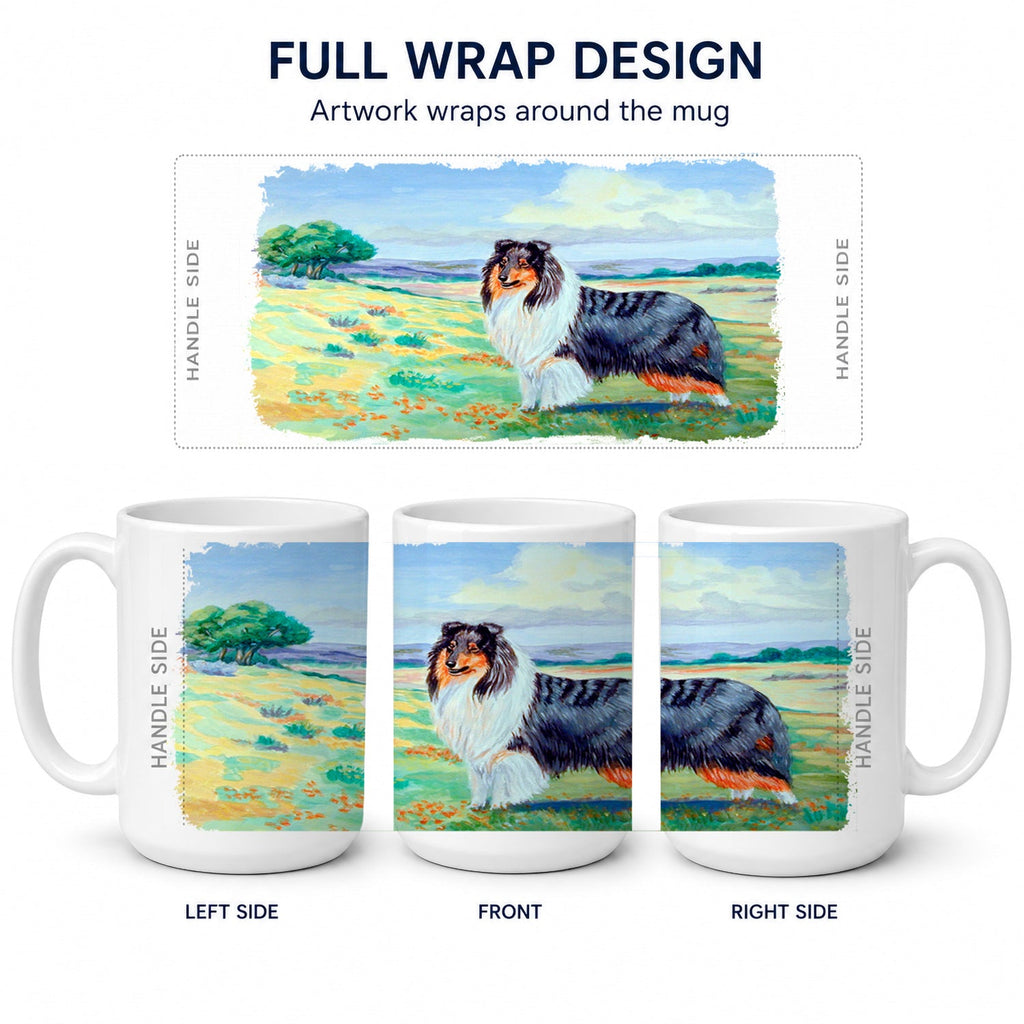 Collie Ceramic Coffee Mug 15 oz Decorative Large C Handle Mug Cup for Tea, Cocoa Hot Chocolate