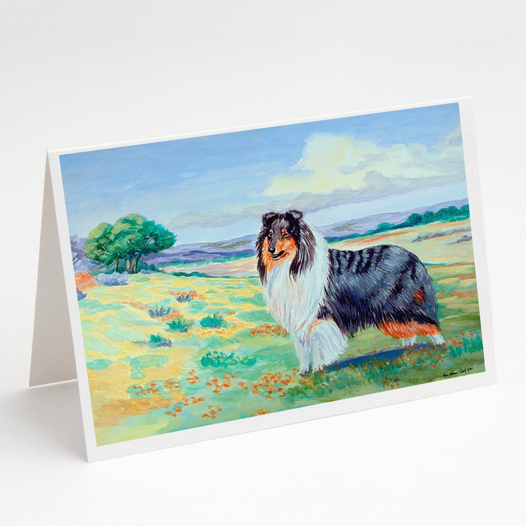 Collie Greeting Cards Pack of 8 Blank Cards with Envelopes Whimsical A7 Size 5x7