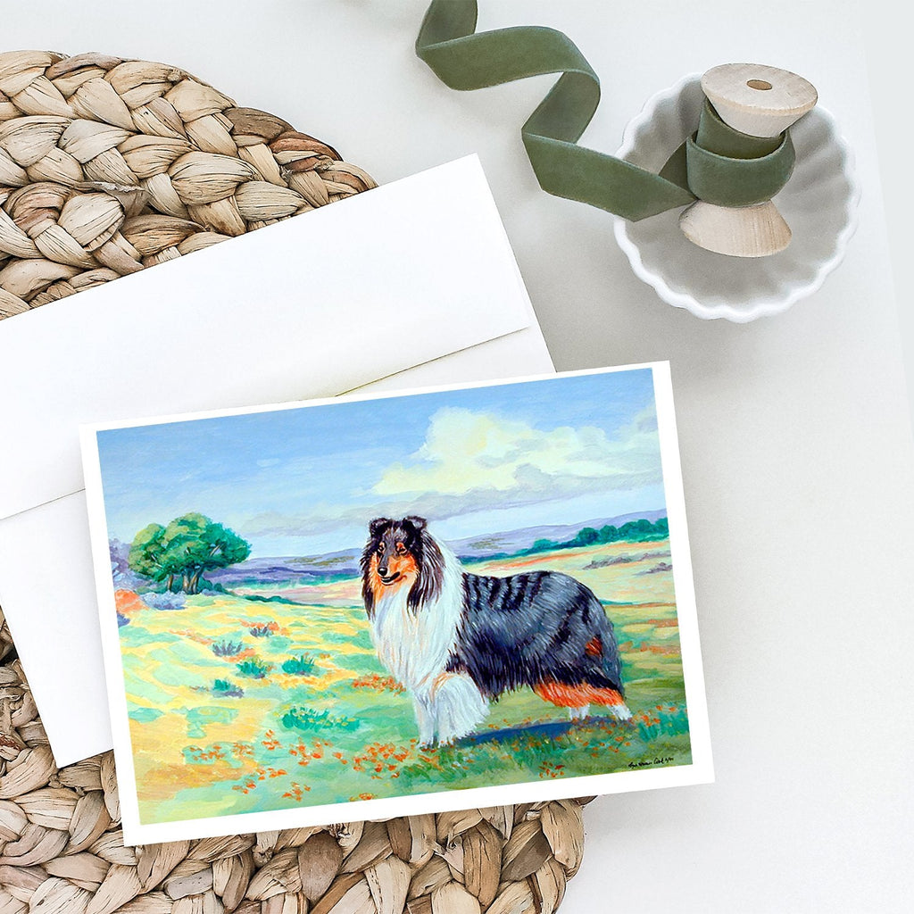 Collie Greeting Cards Pack of 8 Blank Cards with Envelopes Whimsical A7 Size 5x7
