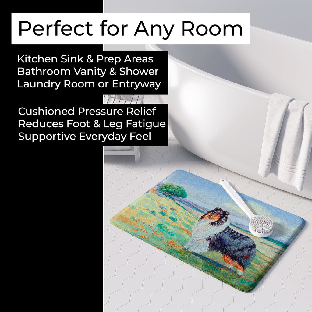 Collie Memory Foam Kitchen Mat Machine Washable Anti-Fatigue Cushion Comfort Bath or Kitchen Rug