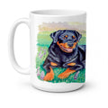 Rottweiler Ceramic Coffee Mug 15 oz Decorative Large C Handle Mug Cup for Tea, Cocoa Hot Chocolate