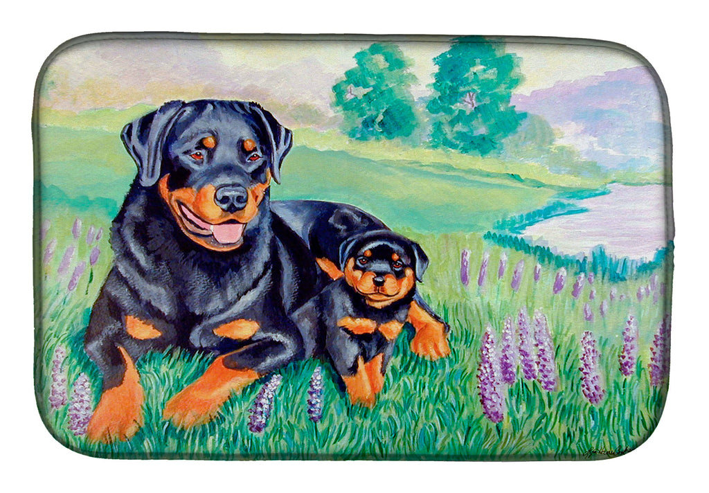 Rottweiler Dish Drying Mat Absorbent Dish Drying Mat Pad for Kitchen Counter Dish Drainer Mat for Countertop, 14 x 21", Multicolor