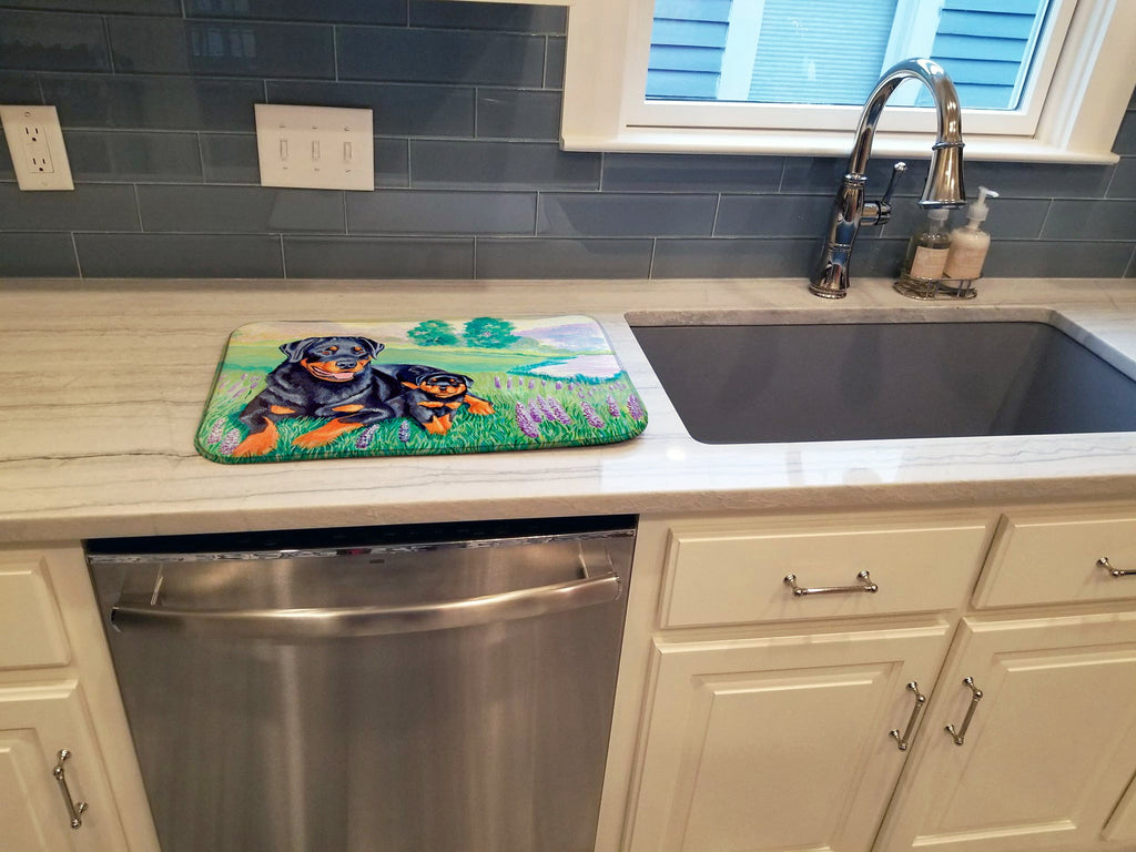 Rottweiler Dish Drying Mat Absorbent Dish Drying Mat Pad for Kitchen Counter Dish Drainer Mat for Countertop, 14 x 21", Multicolor