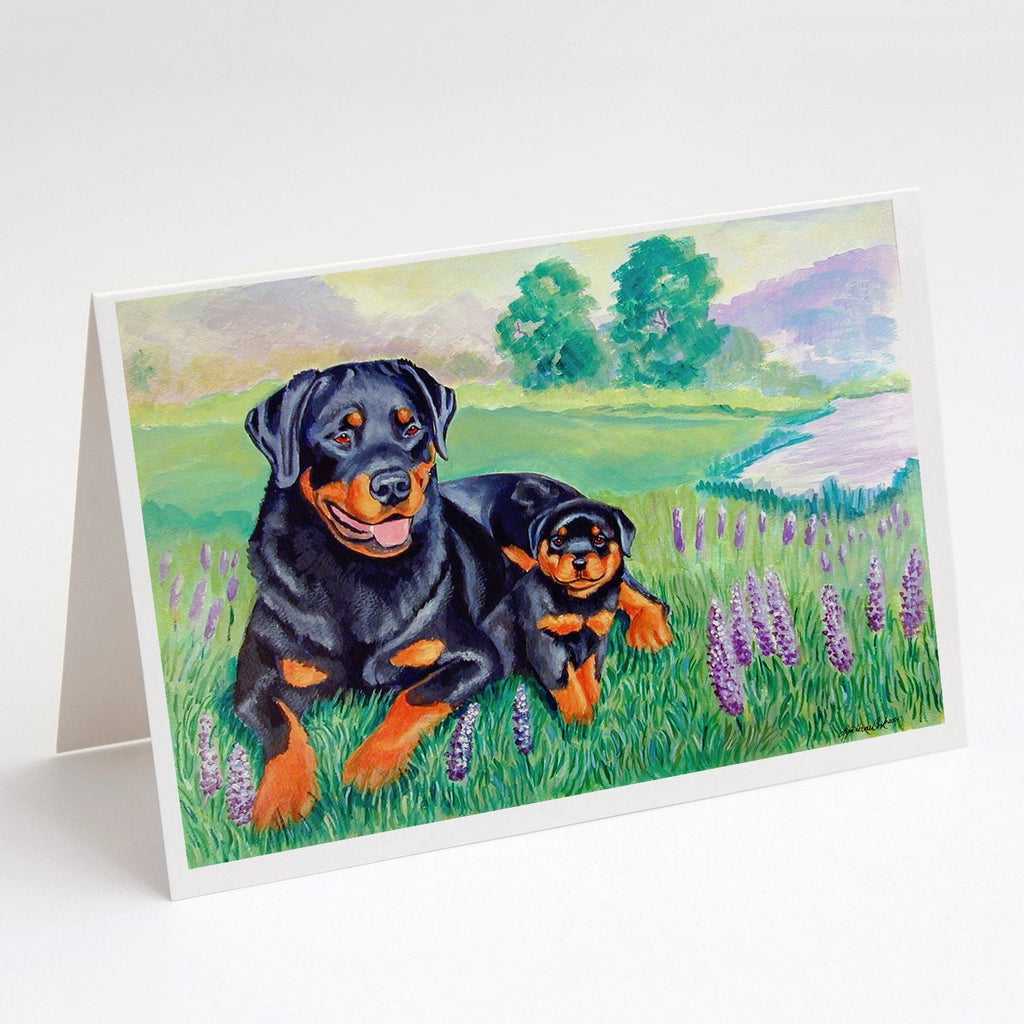 Rottweiler Greeting Cards Pack of 8 Blank Cards with Envelopes Whimsical A7 Size 5x7