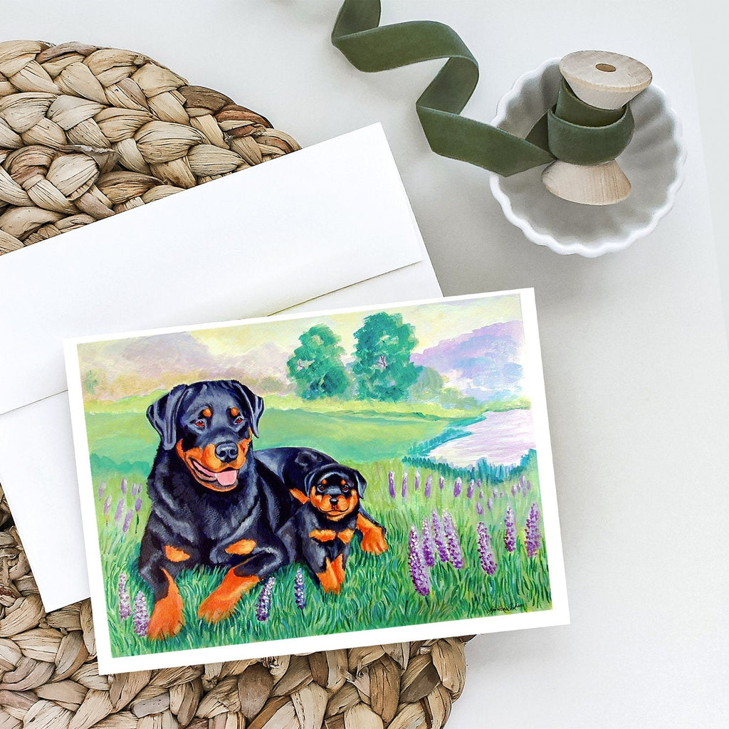 Rottweiler Greeting Cards Pack of 8 Blank Cards with Envelopes Whimsical A7 Size 5x7