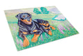 Rottweiler Cutting Board Tempered Glass Kitchen Cutting Surface, Heat Resistant Chopping, Non-Slip Feet, Food Prep & Serving