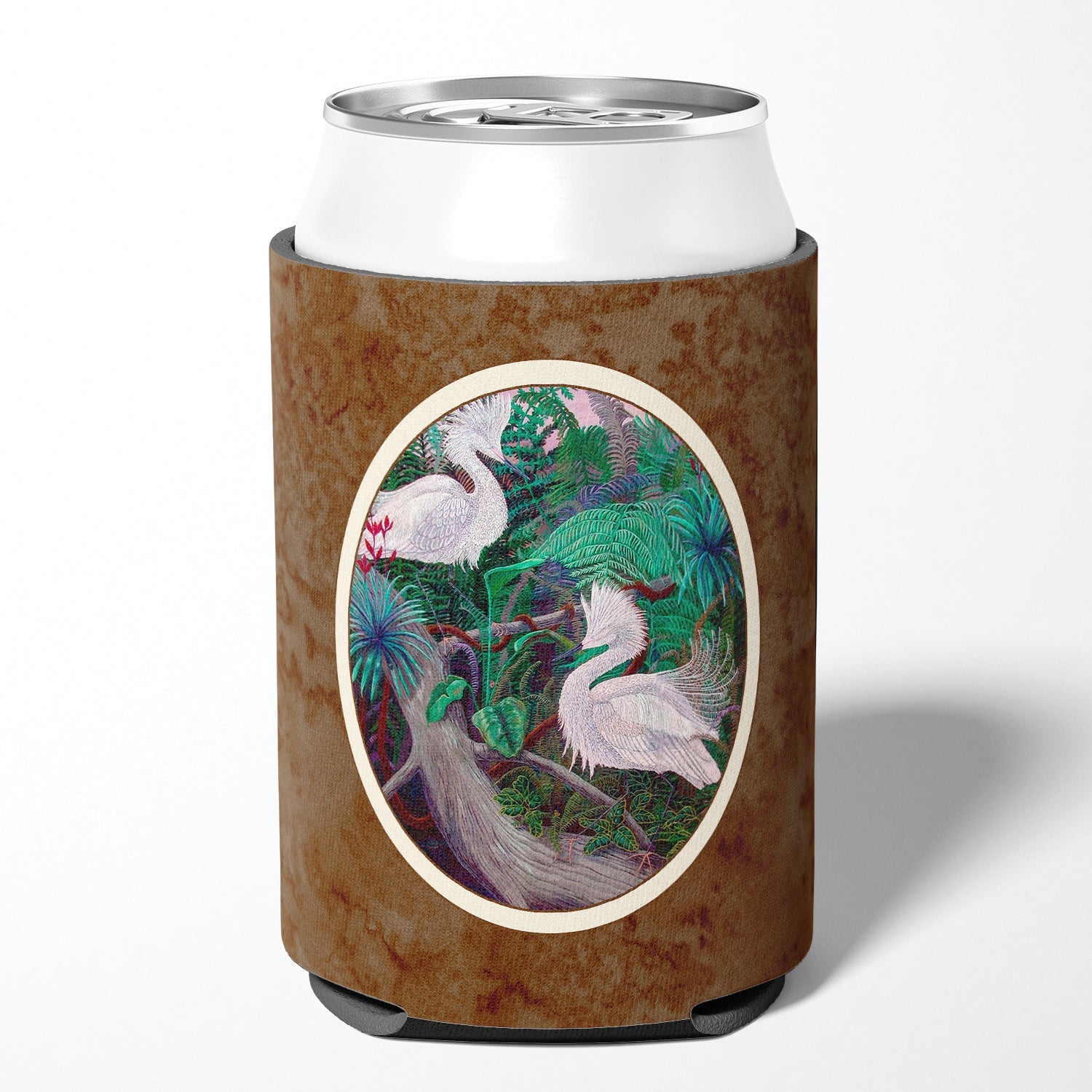 Bird - Egret Can or Bottle Hugger Cooler Sleeve for Standard 12 oz Cans, Insulated Foam Beer & Soda Can Hugger Reusable