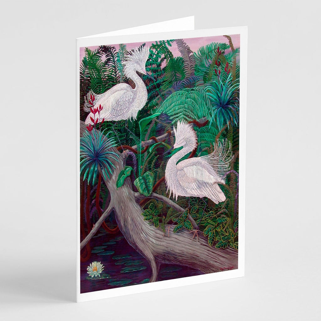 Bird - Egret Greeting Cards Pack of 8 Blank Cards with Envelopes Whimsical A7 Size 5x7