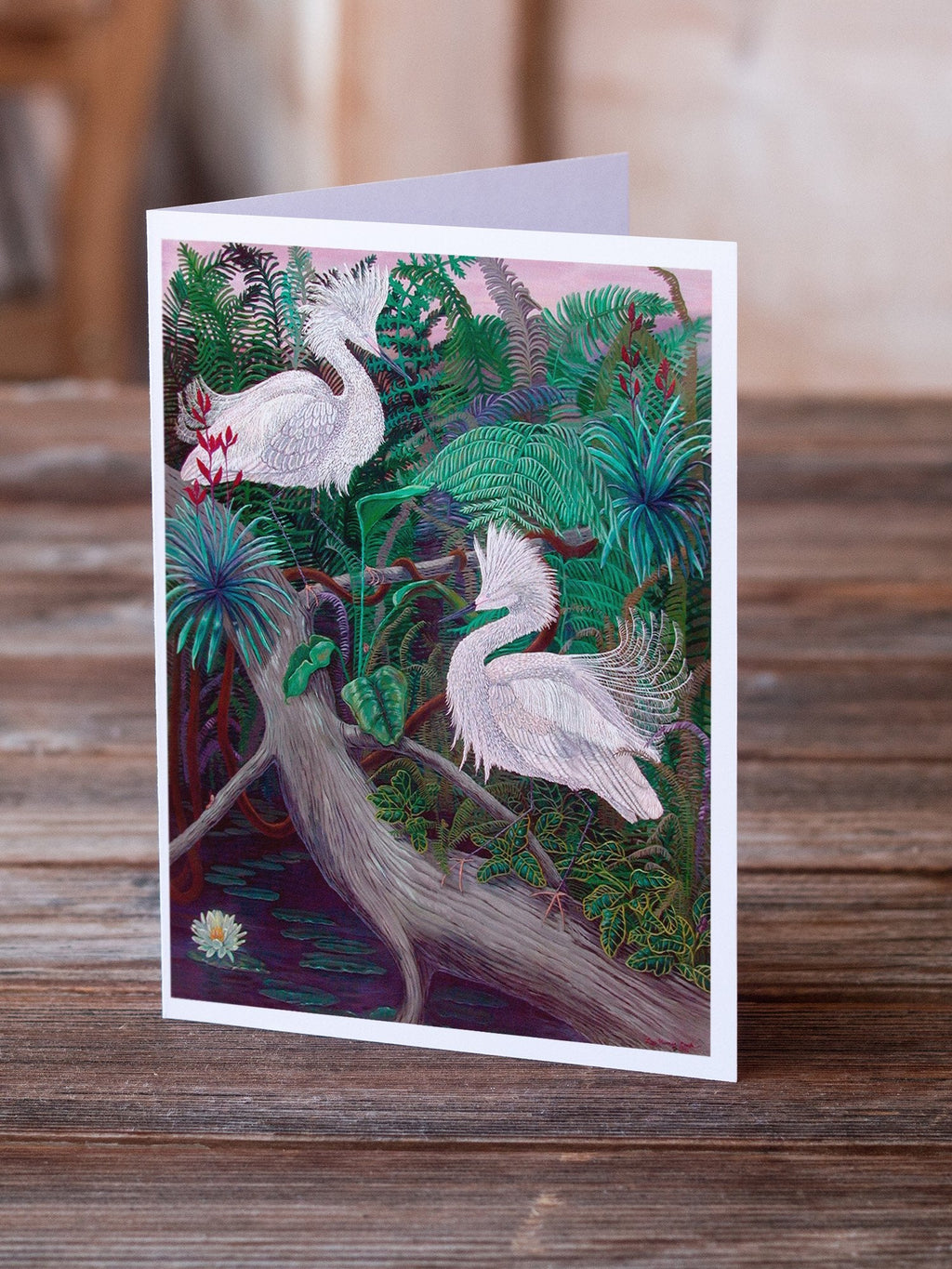 Bird - Egret Greeting Cards Pack of 8 Blank Cards with Envelopes Whimsical A7 Size 5x7