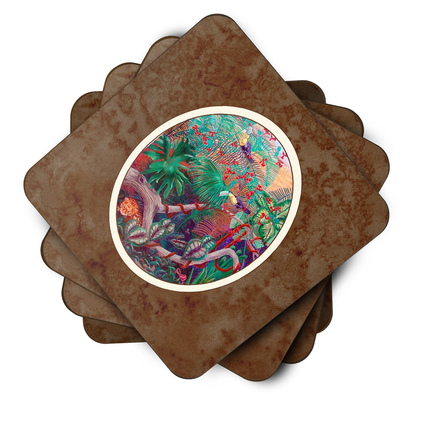 Bird - Toucan Foam Coasters Set of 4 Cup Coasters for Indoor Outdoor, Tabletop Protection, Anti Slip, Mouse pad Material