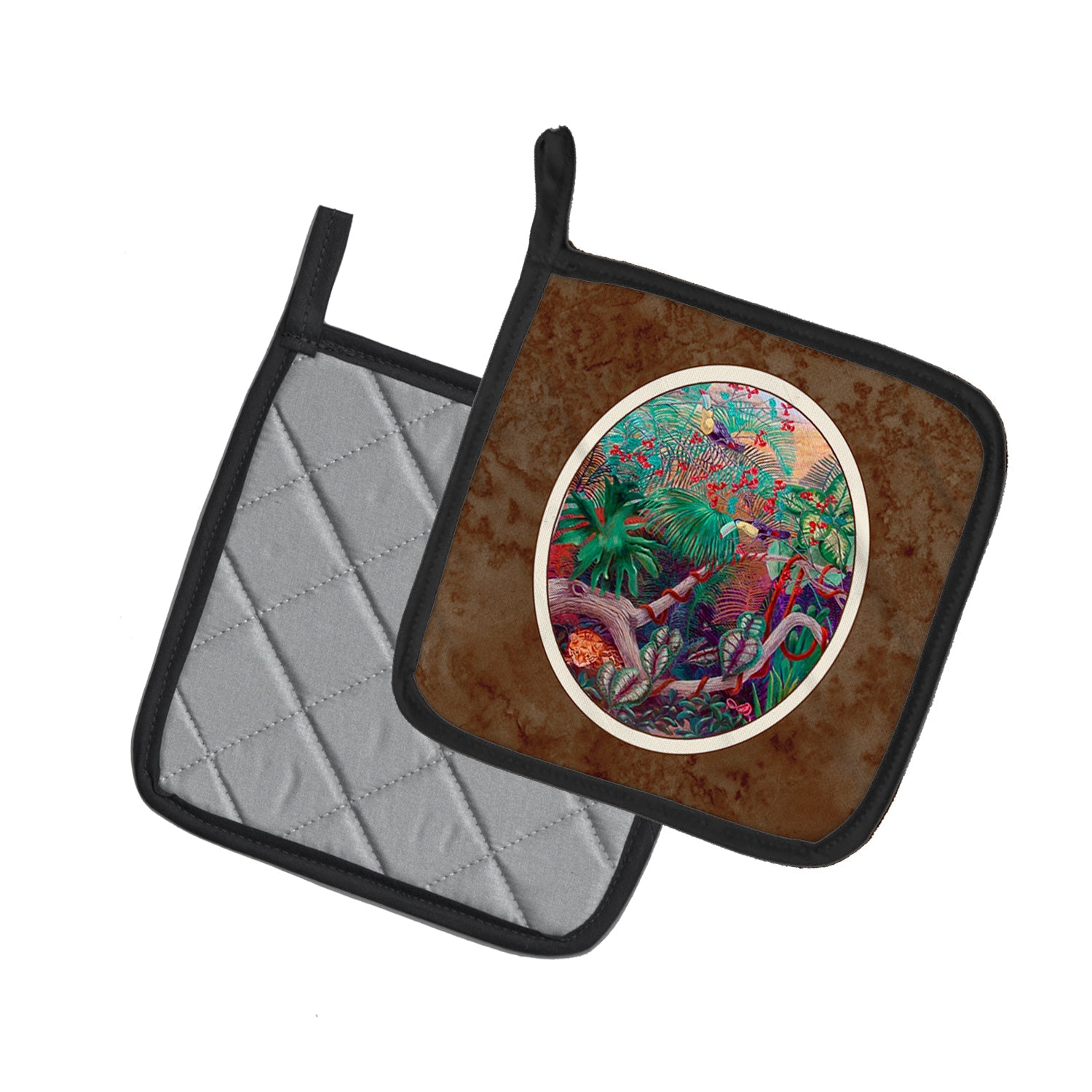 Bird - Toucan Pot Holder Set of 2 Heat Resistant Quilted Hot Pads 7.5 x 7.5 Inch, Insulated Kitchen Trivets for Cooking & Baking