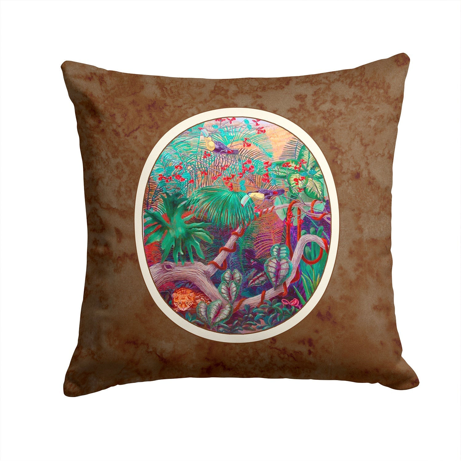 Bird - Toucan Decorative Throw Pillow 14x14 Indoor Outdoor Accent Cushion, Fabric Cover with Insert for Sofa, Bed, Porch & Living Room