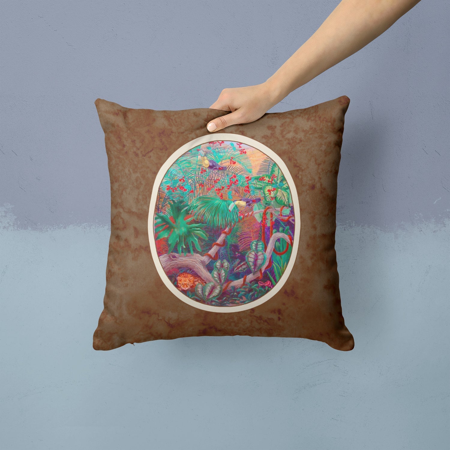 Bird - Toucan Decorative Throw Pillow 14x14 Indoor Outdoor Accent Cushion, Fabric Cover with Insert for Sofa, Bed, Porch & Living Room